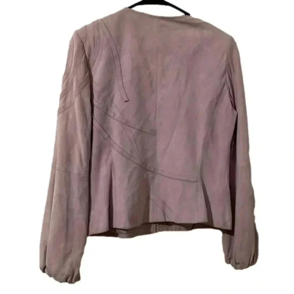 Spring Purple Suede Leather Coat Size M - Picture 2 of 7